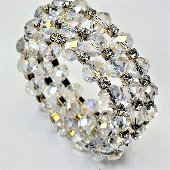 Clear Sparkling Fashion Crystal Glass Wrap Around Bracelet - Picture 3 of 7